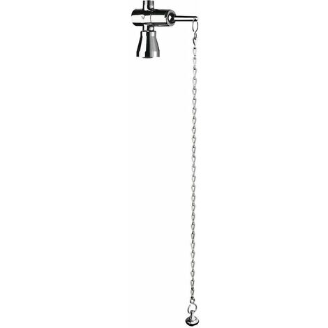 Delabie – Ensemble de douche à chaîne – Pomme fixe en laiton massif chromé – Débit régulé 6L/min – Installation suspendue – Diffuseur antitartre orientable