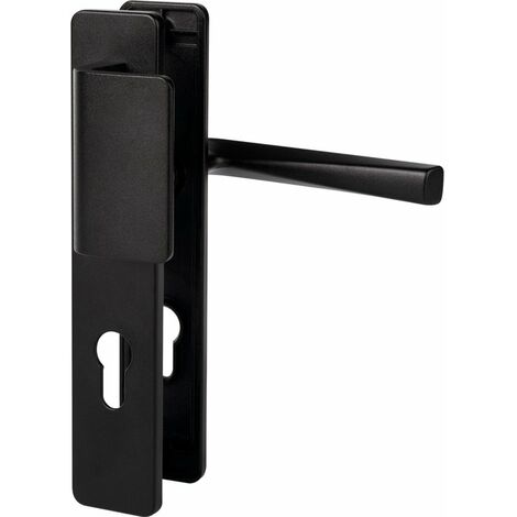 Vachette – Poignée de porte palière – Finition noir basalt – Entraxe 195 mm – Plaque Clé I – Résistance à la corrosion Grade 4 (1/5)