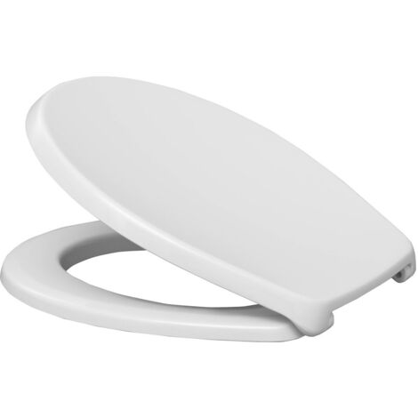 Siamp – Abattant WC en résine thermodurcissable blanc – Fixation rapide avec charnières inox – Antibactérien et inrayable – Compatible entraxe 155 mm