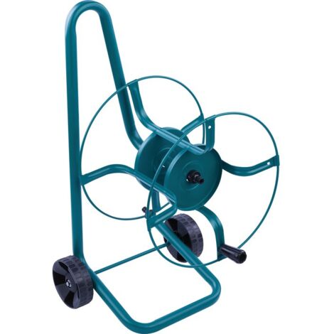 Capvert – Dévidoir métallique pour tuyau d'arrosage 60m – Type portable avec roues – Diamètre 19mm – Matériaux ABS et métal – Finition époxy