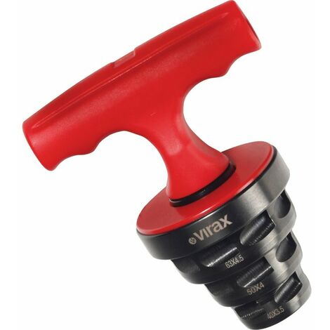 Virax – Calibreur à cliquet pour tubes multicouches 40-63 mm – Corps en acier bruni – Ébavurage intérieur – Utilisation rapide et efficace - 5-50X4-63X4