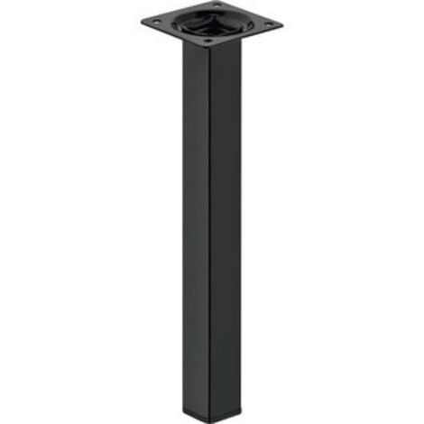 Pied carré en acier pour table – Dimensions 25 x 25 x 700 mm – Platine 60 x 60 mm – Vérin pour meuble – Hafele (1/2)