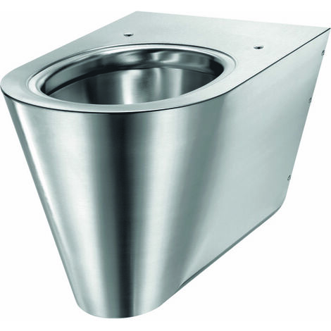 Delabie – Cuvette WC suspendue inox 304 bactériostatique – Rebord à effet d'eau sans bride – Fixation antivol – Évacuation horizontale Ø 100 mm (1/5)