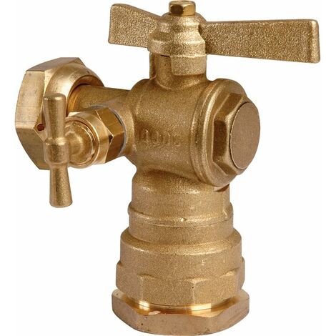 Robinet équerre avant et après compteur laiton + purge - PE25 - Ecrou prisonnier 3/4" (20/27) - Sferaco (1/4)
