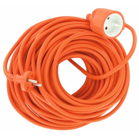 Rallonge électrique 25 m – Prise 2P+T 16 A – H05 VV-F 3G1,5 mm² – Câble orange pour extérieur – Puissance 3500 W – Dhome