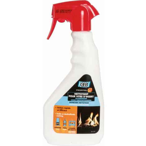GEB – Pulvérisateur nettoyant vitres 500ml – Élimine suies et goudrons – Pour poêles et inserts – Bouchon sécurité enfant