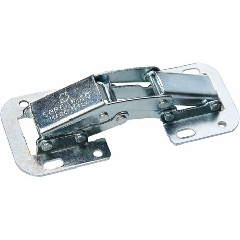 Monin – Charnière invisible à plaquer en acier zingué 42x97 mm – Angle d'ouverture 90° – Ressort intégré pour fermeture automatique
