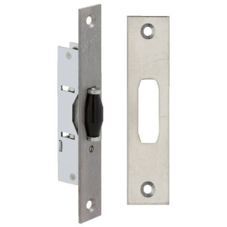 DOM – Serrure à larder à rouleau 21 mm – Coffre galvanisé – Têtière inox – Rouleau réglable en nylon – Livrée avec gâche (1/7)