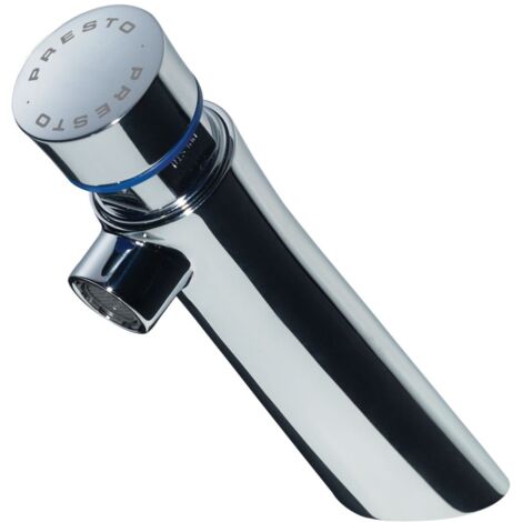 Presto – Robinet poussoir temporisé chromé pour lavabo – Débit 3 l/min – Corps en laiton – Durée d’écoulement 7 secondes – 65005