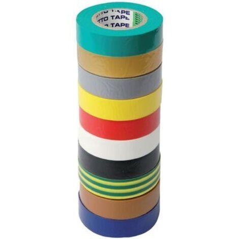 LOT 10 RUBANS ADHÉSIFS ISOLANTS 15MM X 10M KLAUKE MULTICOLORIS 793088 (1/5)