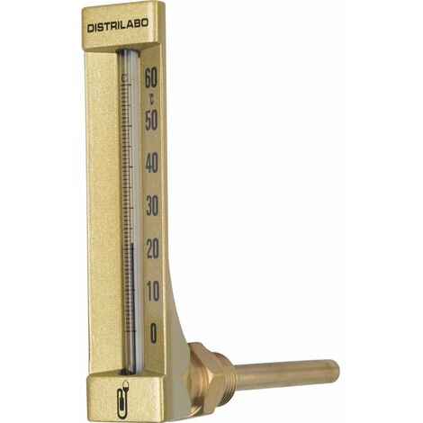 Thermomètre coudé boîtier aluminium pour plancher chauffant - 100 mm - Distrilabo (1/2)