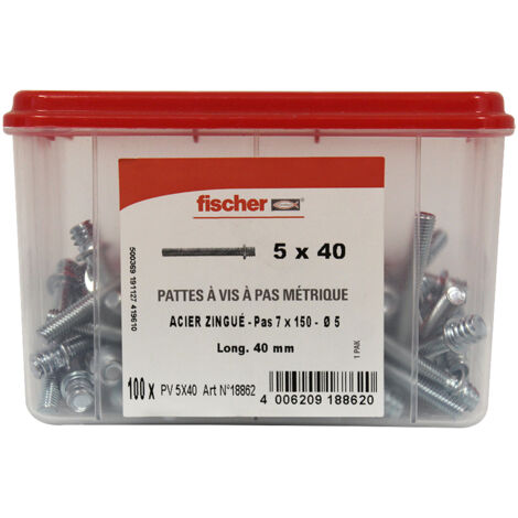 Patte à vis métaux M5 x 40 mm - Vendu par 100 - Fischer