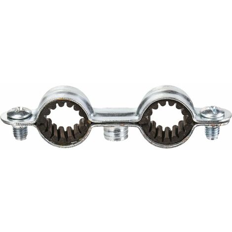 Fischer – Collier de serrage double isophonique 14mm – Acier zingué blanc – Boîte de 50 colliers – Réduction des nuisances sonores