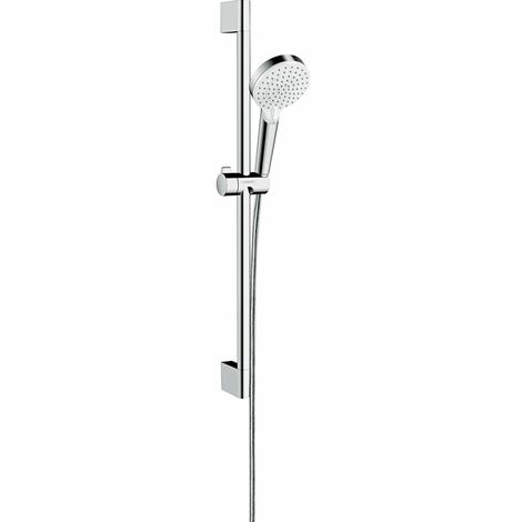 Hansgrohe – Colonne de douche sans robinetterie – Douchette à main 100mm – Flexible 1,6m – Débit 6 l/min – Compatible chauffe-eau instantané (1/10)