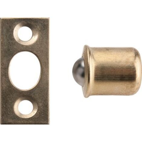 Loqueteau à bille en acier laitonné – Finition élégante – Pour meubles et portes – Installation facile avec vis adaptées