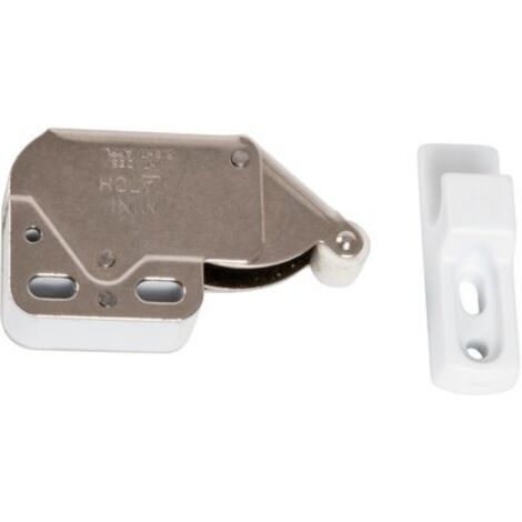 Ecolands – Loqueteau pour meuble en acier nickelé – Fixation par vis 3mm – Compact pour espaces restreints – Sécurisation portes et fenêtres