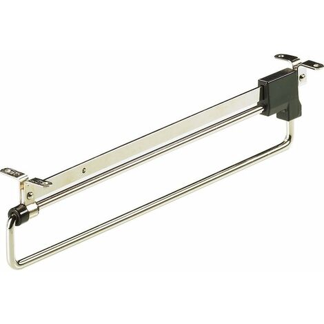 Hettich – Porte-vestiaire extensible en acier nickelé – Longueur réglable 310 à 488 mm – Charge maximale 6 kg – Pour dressings et placards