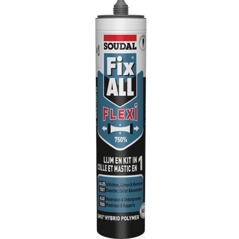 Soudal – Mastic colle flexible 290 ml – Pour collage sur tous supports, même humides – Élastique et fongicide – Application facile avec pistolet