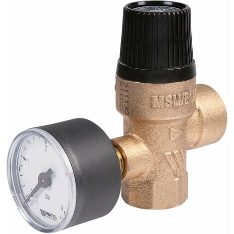 Watts – Soupape de chauffage central avec manomètre – Filetage femelle 20 x 27 mm – Pression max 4 bars – Laiton avec membrane - 22l0210731 (1/4)