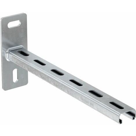 Fischer – Console pour étagère – Longueur 200 mm – Hauteur 17 mm – Acier galvanisé pour fixation murale – Compatible rail FLS