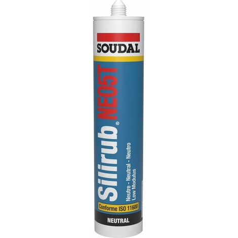 Mastic pour joints de raccordement Silicone - Silirub NEO5T - Soudal - Teinte Transparente - 300 ml