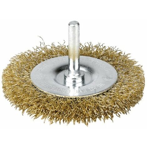 Brosse circulaire sur tige - SCID - Fils acier laitonné ondulés - Diamètre 50 mm (1/4)