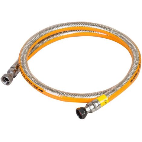 Tuyau flexible gaz butane propane 2 m – Entrée femelle 20 x 150 – Sortie femelle 15 x 21 – Norme NF D 36-125 – Eurogaz