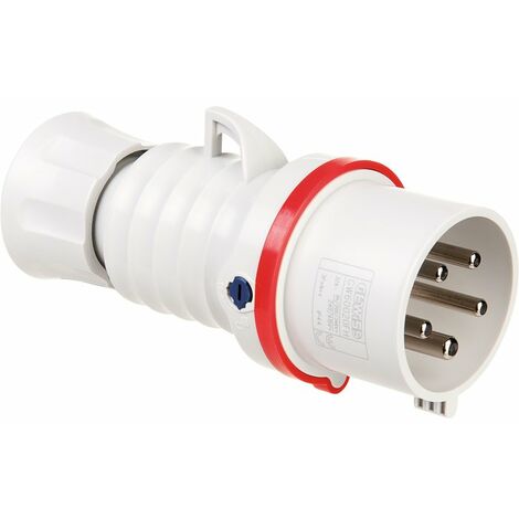 Fiche mobile droite protégée - Gewiss - Rouge - 32A - 400V - 3P+N+T (1/6)