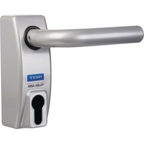 Tesa Assa Abloy – Module à béquille réversible argent – Serrure à clé pour portes d'entrée – Entraxe 90 mm – Section carré 8 mm
