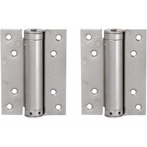Groom – Charnière à ressort simple action pour porte 750 mm – Acier naturel – Lot de 2 – Ouverture 180° – Résistance 100 kg