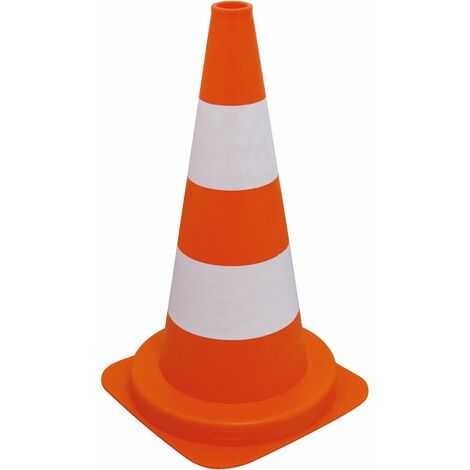 Cône de signalisation 50cm orange fluo avec bandes réfléchissantes – PVC souple et EVA rigide – 141115 – Vinmer