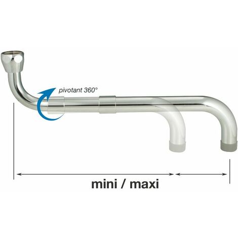 Bec télescopique pour robinet cuisine professionnelle – Longueur ajustable 200 à 300 mm – Raccord 3/4' à joint plat – Tube Ø 18 mm – P-Pro