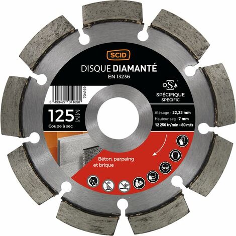 Disque diamanté à déjointoyer 125 mm – Coupe à sec pour béton, brique, parpaing – Hauteur de segment 7 mm – Épaisseur 6,4 mm – Scid
