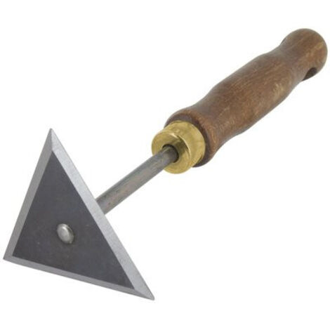Grattoir peintre triangulaire 3 tranchants affûtés – Virole laitonnée – Manche bois pour travaux de finition – Outibat (1/3)