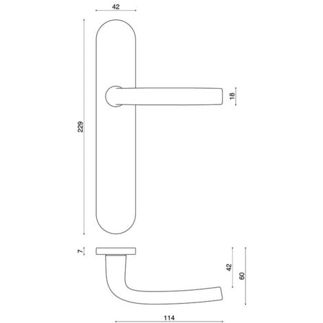 Poignée de porte intérieure - Logio - Vachette - Gris argent - Bec de cane - 195 mm