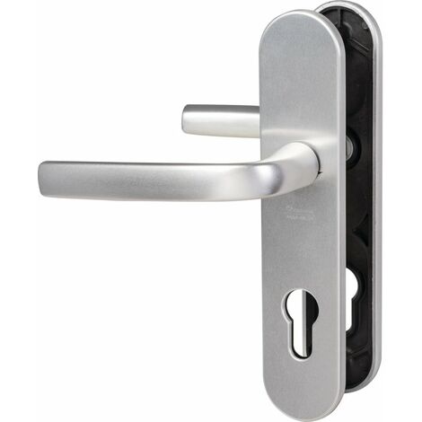 Vachette – Poignée de porte Logio avec béquille double – Aluminium anodisé argenté – Entraxe 70mm – Épaisseur 40mm – 3159152006655