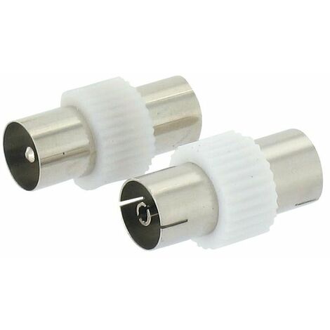 Adaptateur coaxial - Dhome - 1 Femelle/Femelle - 1 Mâle/Mâle - Diamètre 9,52 mm - Boîte de 2 (1/2)