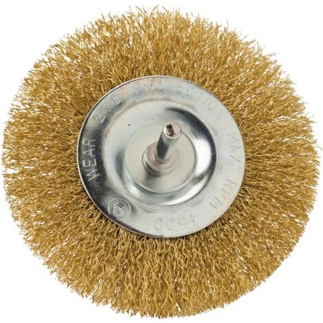 Brosse circulaire sur tige - SCID - Fils acier laitonné ondulés - Diamètre 100 mm