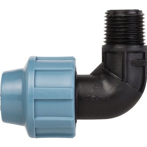 Raccord coude - Polypropylène - 90 degrés celsius - À serrage extérieur - DiamètreF20mm - M1/2'