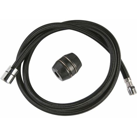 Delabie – Flexible nylon 1,5m noir pour mitigeur à douchette extractible – Raccords coniques métal F1/2" et M15 x 1 – Nylon haute résistance