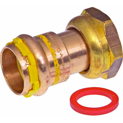 Raccord gaz à écrou tournant M20x1,5 pour tube 14mm – Bronze – Pression max 1,75 bar – Système à sertir – 6675295 – Aalberts