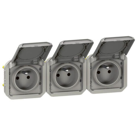 Legrand – Prise de courant précâblée 3x2P+T horizontale étanche IP55 16A 250V – Installation rapide sans outil – Pour environnements humides (1/9)