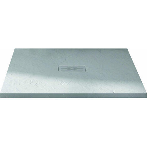 Kinedo – Receveur de douche à poser 160 x 80 cm – Effet minéral blanc – Composite résistant aux chocs – Hauteur 3 cm – Bonde horizontale 24 l/min (1/8)