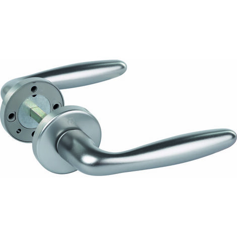 Poignée de porte sur rosace - Hoppe et Cie - inox - Carré à montage rapide (1/2)