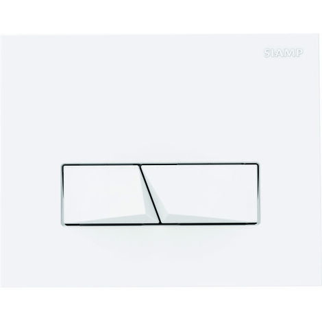 Siamp – Plaque de commande WC – Actionnement mécanique – ABS blanc – Dimensions L 208 x H 165 x P 8,5 mm – Trappe de visite intégrée