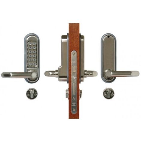Lokod – Ensemble JOKEY série 1200 nickel satinée – Verrou à code modifiable pour portes 35-55mm – Compatible cylindre européen – Usage intérieur/extérieur - 38106-J