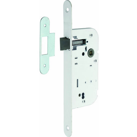Thirard – Serrure à larder encastrée 50 mm – Mécanisme à bec de cane – Acier laqué blanc – Entraxe 200 mm – Pour portes intérieures (1/3)