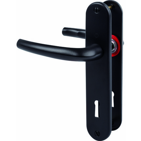 Hoppe – Ensemble sur plaque San Diego 165 mm – Aluminium anodisé noir mat – Entraxe 165 mm – Clé L – 11719953
