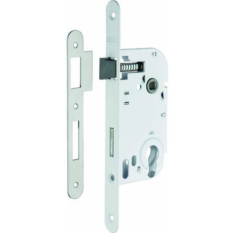 Serrure monopoint encastrée 50mm – Entraxe 70mm – Pêne dormant réversible – Acier laqué blanc – Pour portes sécurisées - axe50