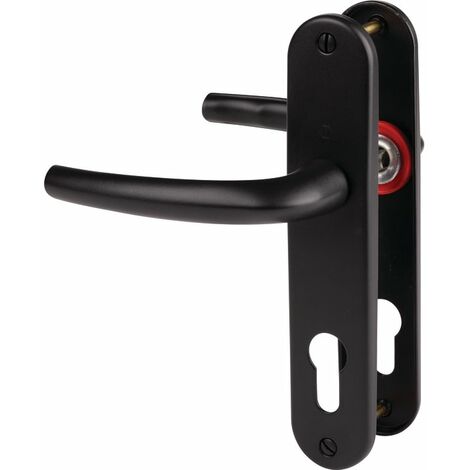 Hoppe – Poignée de porte d'entrée sur plaque longue 165 mm – Aluminium noir mat – Entraxe 70 mm – Compatible portes 40-46 mm – 11719965